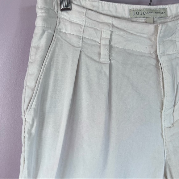 JOIE Jeans Lucilia Porcelain White Linen Blend Cropped Pleated Pants Size 2 - Picture 4 of 13